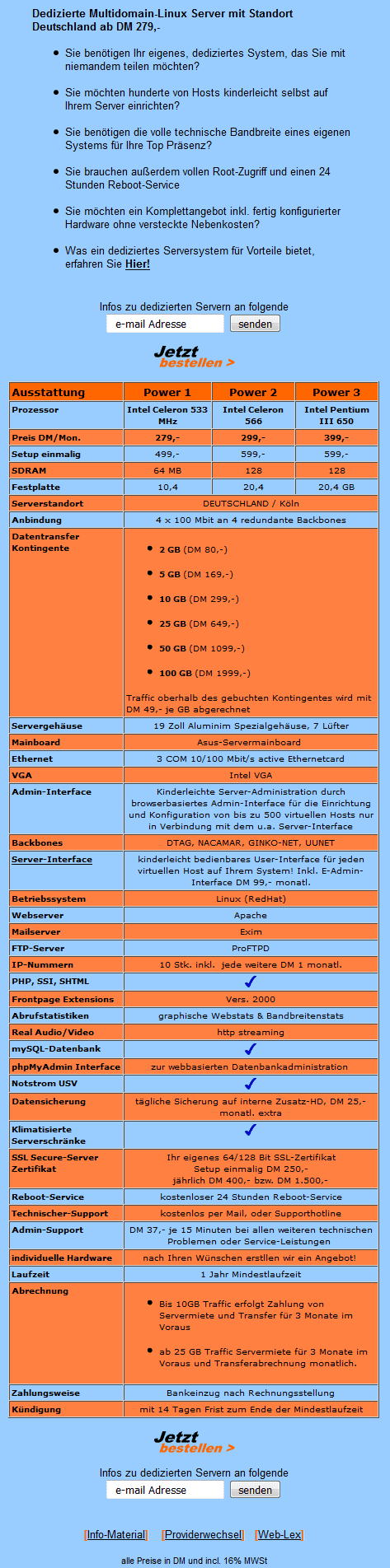 Ausschnitt alter Produkte