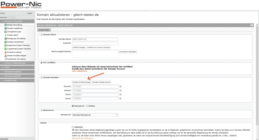 Domaininhaber Daten - Domainrobot Domain-Kontakt anlegen Domaininhaber Daten - Domainrobot Domain-Kontakt anlegen