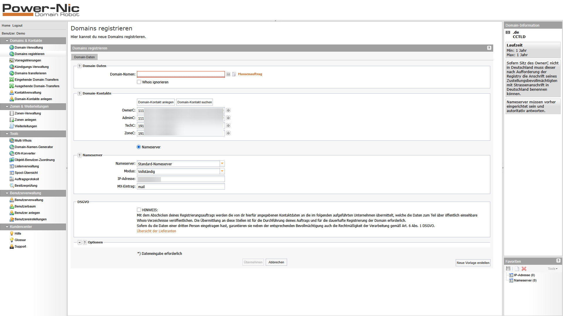 Domain registrieren