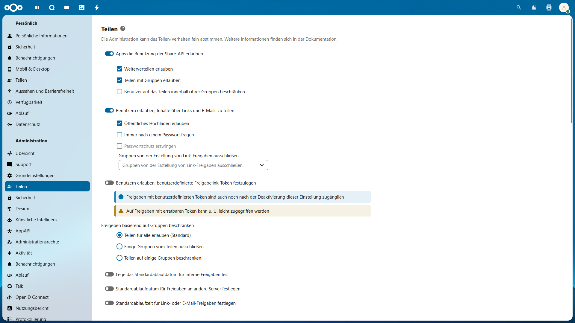 Administration - Teilen