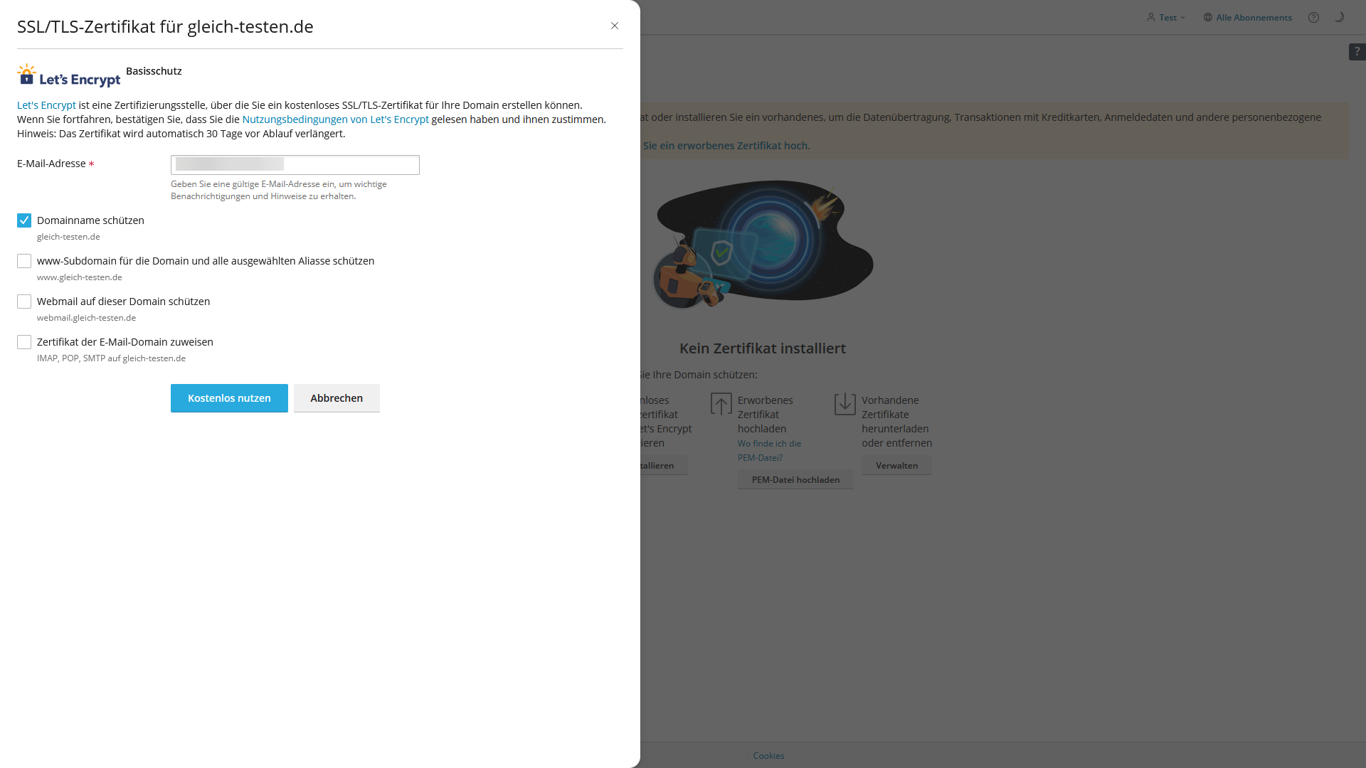 Let's Encrypt Zertifikat beantragen
